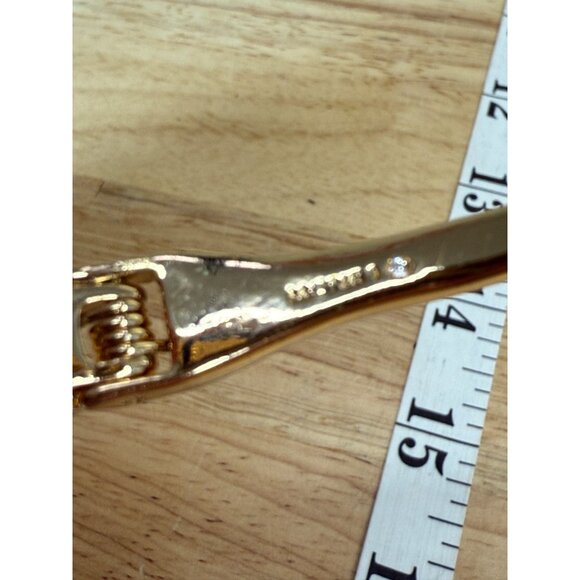 Monet Gold-Tone Hinged Bracelet With Rhinestone Embellishments & Secure Closure - Picture 4 of 13